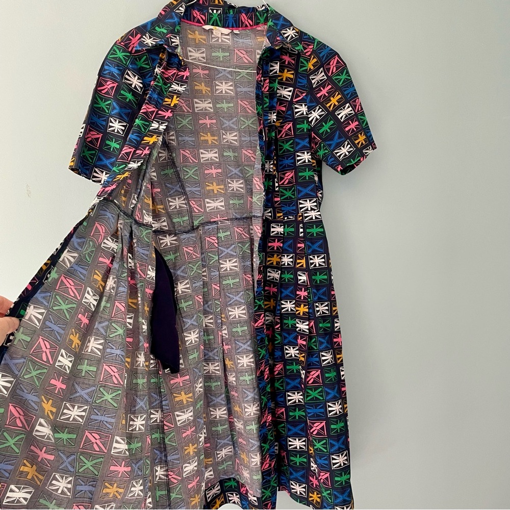 BODEN Anastasia Fit & Flare Shirtdress in Union Jack Rainbow Flags W0293 - Picture 6 of 9